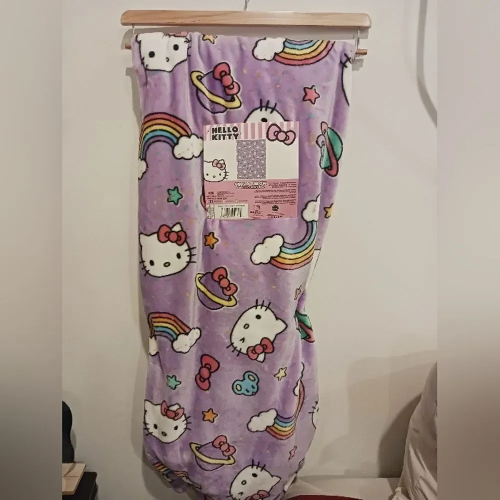 Hello Kitty Purple Cloud Rainbow Throw Blanket